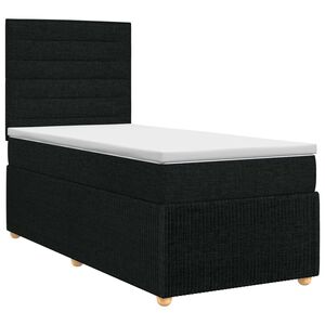vidaXL Boxmadras med topmadras med hovedg&aelig;rde Sort 80 x 200 cm Stof