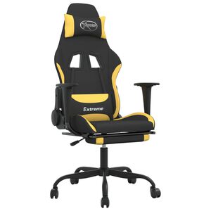 vidaXL gamingstol med fodst&oslash;tte stof sort og gul