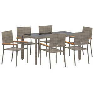 vidaXL Have Spisebordss&aelig;t 7 pcs Gr&aring; polyrattan