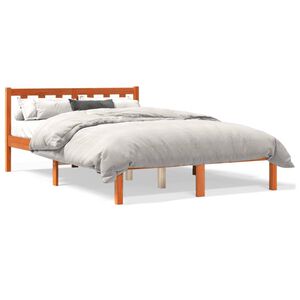vidaXL sengeramme uden madras 135x190 cm massivt fyrretr&aelig; brun