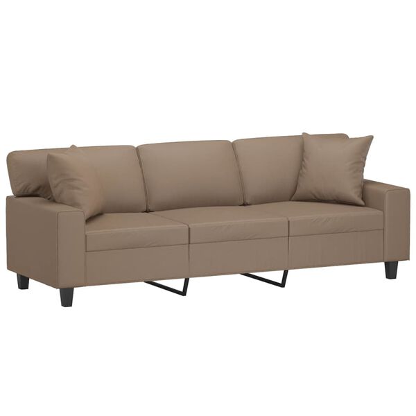 vidaXL 3-personers sofa m. puder hynder 180 cm kunstlæder cappuccino