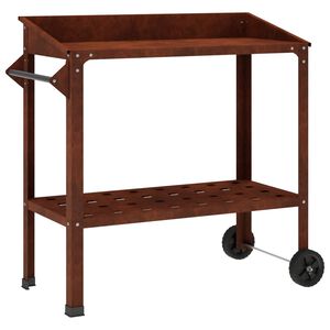vidaXL Pottebord med hjul Rusten 96 x 50 x 89 cm Cortenst&aring;l