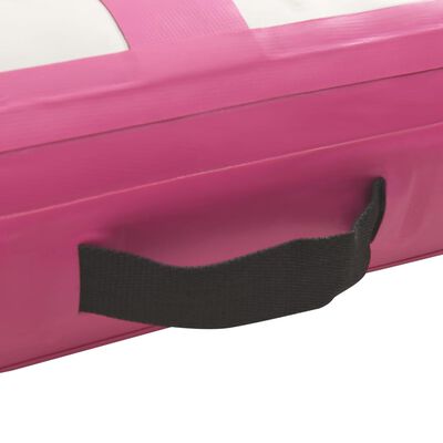 vidaXL oppustelig gymnastikmåtte med pumpe 800x100x20 cm PVC lyserød