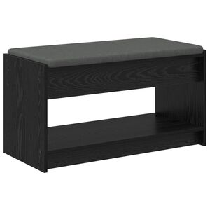 vidaXL Hallb&aelig;nk Sort Eg 83 x 38 x 45 cm Kunstigt tr&aelig; og stof
