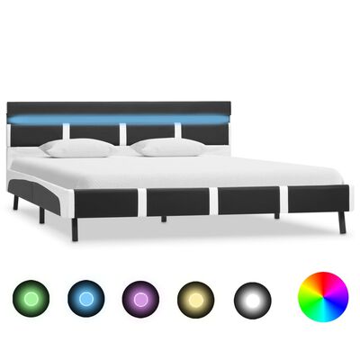 vidaXL sengestel med LED 120x200 cm kunstlæder grå