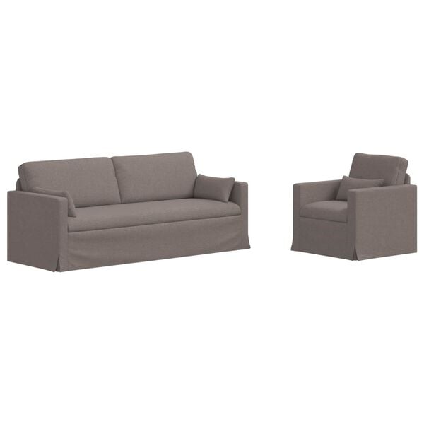 vidaXL Sofa 180cm 2 pcs Gr&aring;brun Metal