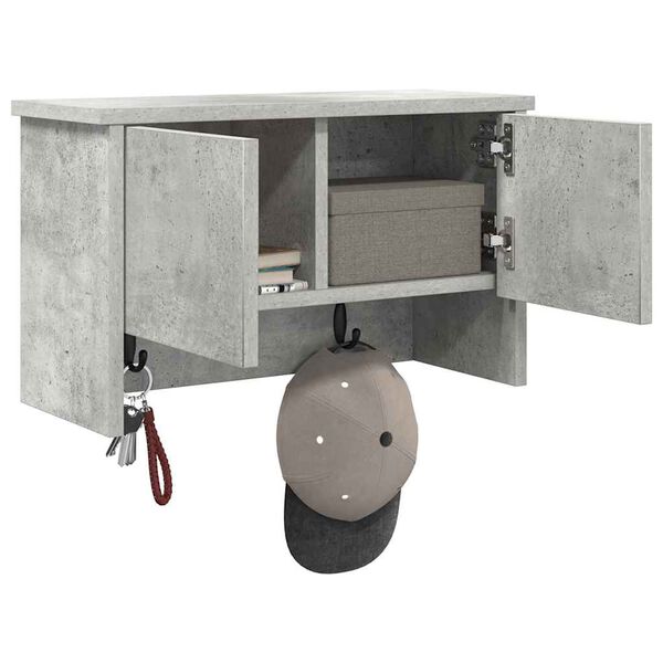 vidaXL V&aelig;gmonteret Jakkeholder med hylde Beton Gr&aring; 50 x 20 x 30 cm
