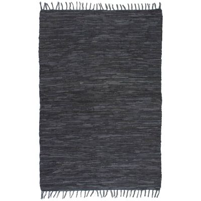vidaXL håndvævet chindi-tæppe læder 190 x 280 cm grå