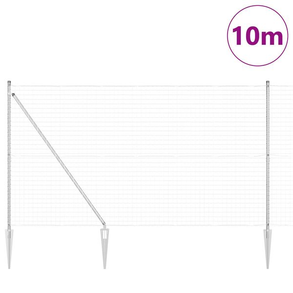 vidaXL Hegn med post S&oslash;lv 1,6 x 10 m St&aring;l
