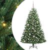 vidaXL Kunstigt Hinged Juletr&aelig; med 150 LED'er Gr&oslash;n 150 cm PVC og metal