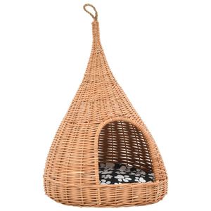 vidaXL kattehus med hynde 40 x 60 cm tipifacon naturligt piletr&aelig;