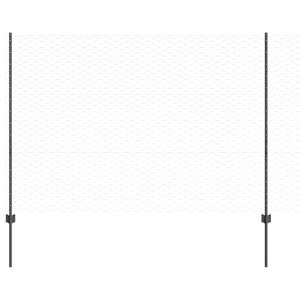 vidaXL Sekskantet hegn med stolpe 50 x 1,5 m PVC-belagt st&aring;l Gr&aring; Mesh