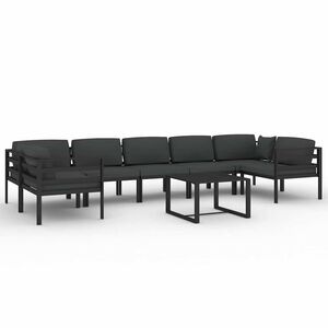vidaXL lounges&aelig;t til haven 8 dele med hynder aluminium antracitgr&aring;