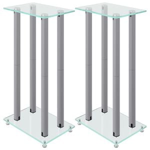 vidaXL h&oslash;jtalerstativer 2 stk. 4 s&oslash;jler h&aelig;rdet glas s&oslash;lvfarvet
