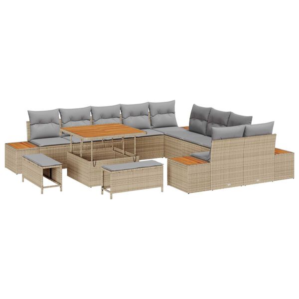 vidaXL Havesofa S&aelig;t 13 pcs Beige polyrattan