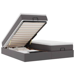 vidaXL osmannisk sengeramme med madrasser 180x200 cm kunstl&aelig;der gr&aring;