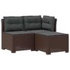 vidaXL 3-personers havensofa med puder i rattanlook PP Brun