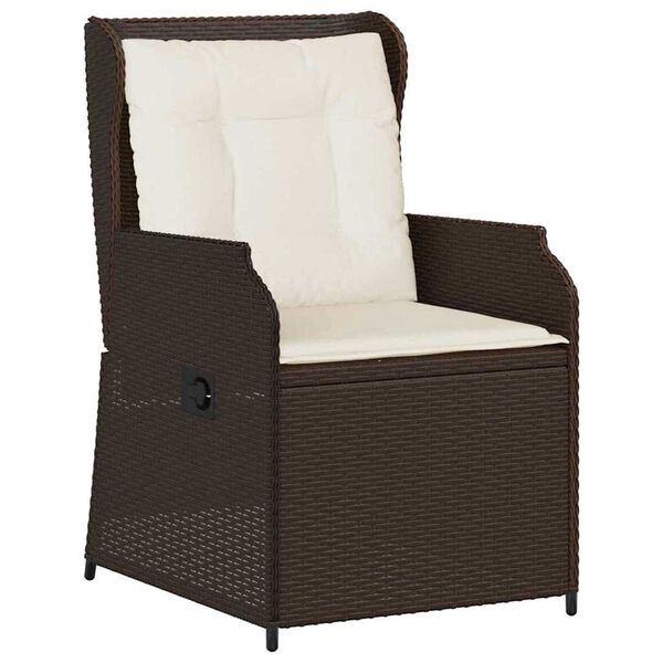 vidaXL Havebænk med pude 2 pcs Brun Poly rattan
