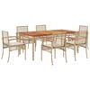 vidaXL spisebordss&aelig;t til haven 7 dele med hynder polyrattan beige