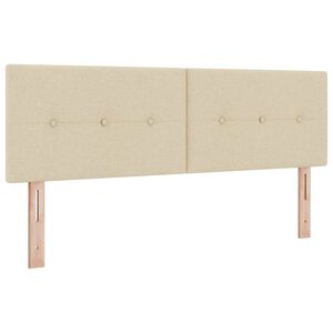 vidaXL LED sengegavl med LED-lysstrimler Creme 160 cm Stof