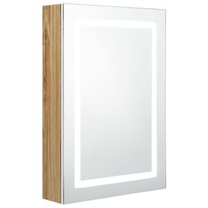 vidaXL badev&aelig;relsesskab med spejl + LED-lys 50x13x70 cm hvid og egetr&aelig;