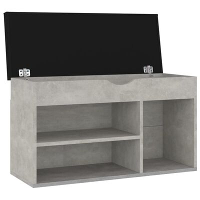 vidaXL skobænk med hynde 80x30x47 cm spånplade betongrå