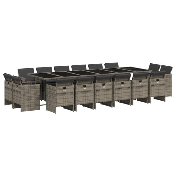 vidaXL spisebordss&aelig;t til haven 17 dele med hynder polyrattan gr&aring;