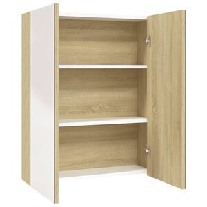 vidaXL badev&aelig;relsesskab med spejl 60x15x75 cm MDF hvid og egetr&aelig;sfarvet