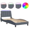 vidaXL sengeramme med LED uden madras Hanko 90x190 cm velour m&oslash;rkegr&aring;