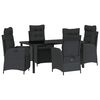 vidaXL Have Spisebordss&aelig;t 5 stk. Sort polyrattan