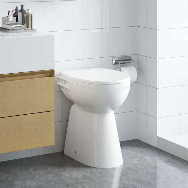 vidaXL kantfrit toilet 7 cm ekstra h&oslash;jde soft close keramik hvid