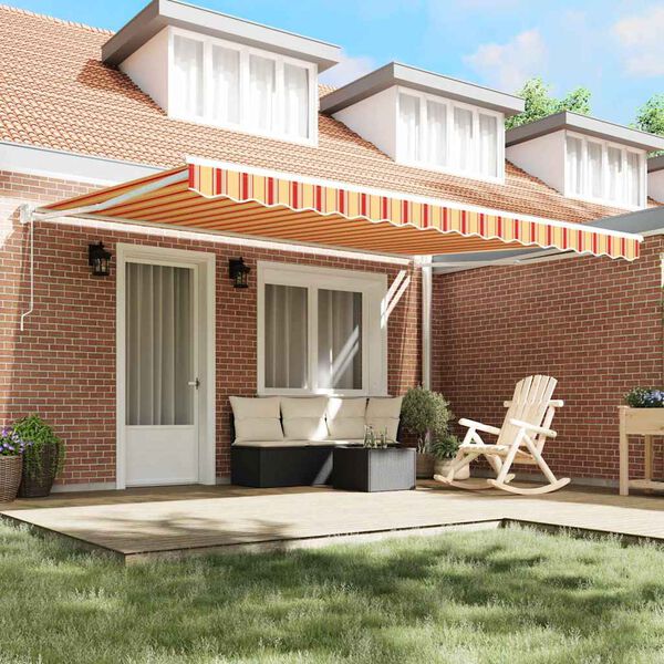 vidaXL Utr&aelig;kkelig Markise gul og orange 450 &times; 300 cm Stof