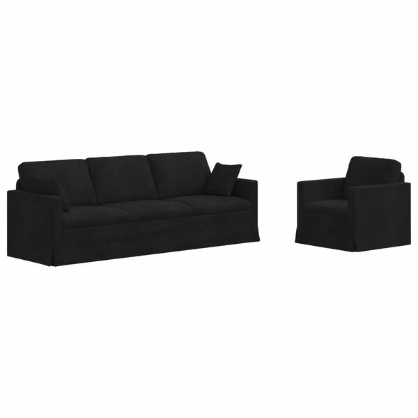 vidaXL Sofa 2 pcs Sort 228 x 78 x 80 cm Fl&oslash;jl