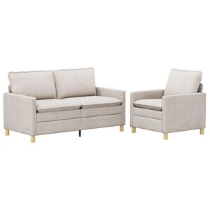 vidaXL Sofa S&aelig;t 2 pcs Cremefarvet Polyester