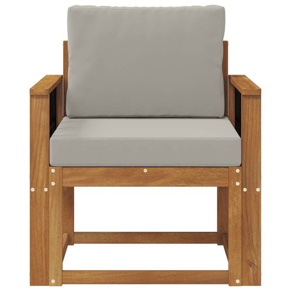 vidaXL Udend&oslash;rs sofa Soli Akacietr&aelig; og polyester Naturlig og lys gr&aring;