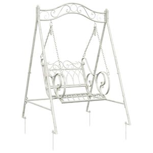 vidaXL Gyng B&aelig;nk St&aring;l 113 x 121,5 x 168 cm Antik hvid