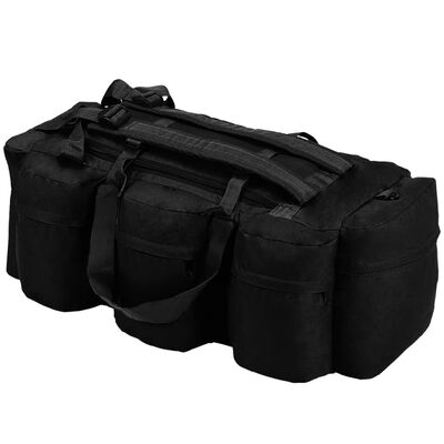 vidaXL 3-i-1 duffeltaske i militærstil 120 l sort