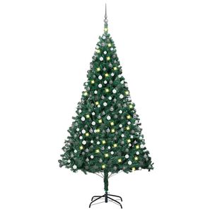 vidaXL kunstigt juletr&aelig; med lys og kugles&aelig;t 240 cm gr&oslash;n