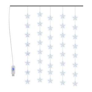 vidaXL LED-lysgardin med stjerner 200 LED'er 8 funktioner kold hvid