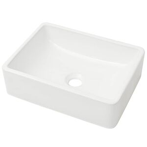 vidaXL h&aring;ndvask rund keramik 41x30x12 cm hvid
