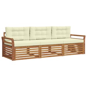 vidaXL Udend&oslash;rs sofagruppe med pude 3 pcs Naturlig og Fl&oslash;de