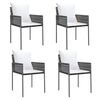 vidaXL havestole med hynder 4 stk. 54x61x83 cm polyrattan brun
