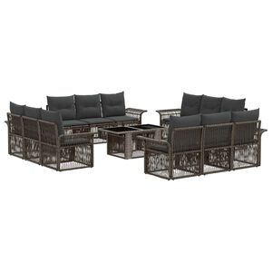 vidaXL Havesofa S&aelig;t 13 stk. Gr&aring; og M&oslash;rkegr&aring; polyrattan