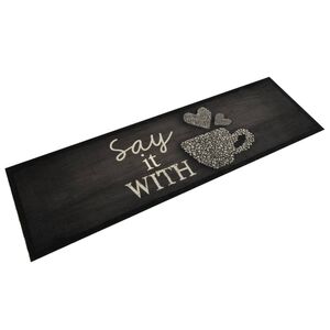 vidaXL k&oslash;kkent&aelig;ppe 45x150 cm kaffekop-design vaskbart velour sort