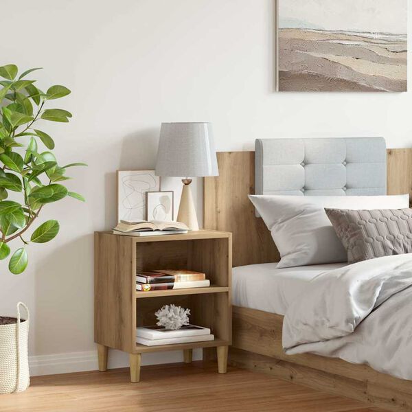 vidaXL sengebord 40x30x50 cm konstrueret træ egetræsfarve