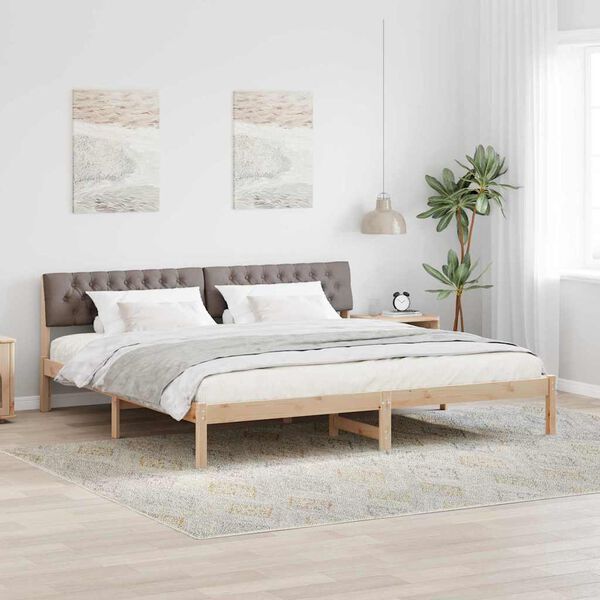 vidaXL Sengestel Brun og taupe 200 x 200 cm Massivt fyrretr&aelig;
