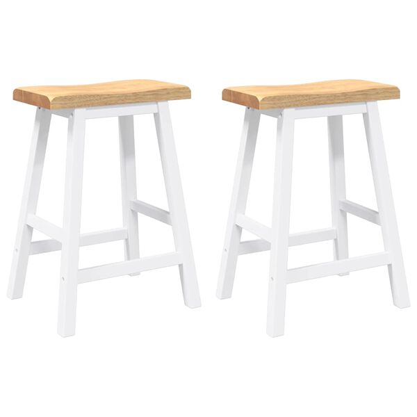 vidaXL barstole 2 stk. massivt gummitræ hvid