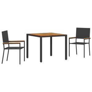 vidaXL Have Spisebordss&aelig;t 3 pcs Sort polyrattan