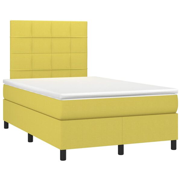 vidaXL kontinentalseng med LED-lys 120x200 cm stof gr&oslash;n