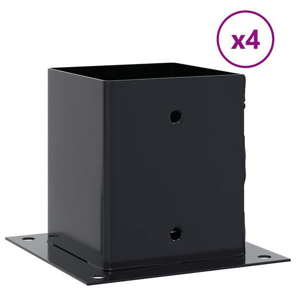 vidaXL stolpefødder firkantet 4 stk. 121x121 mm pulverlakeret stål